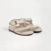 Calfskin and suede sandals with monili