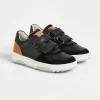 Calfskin and suede sneakers with straps