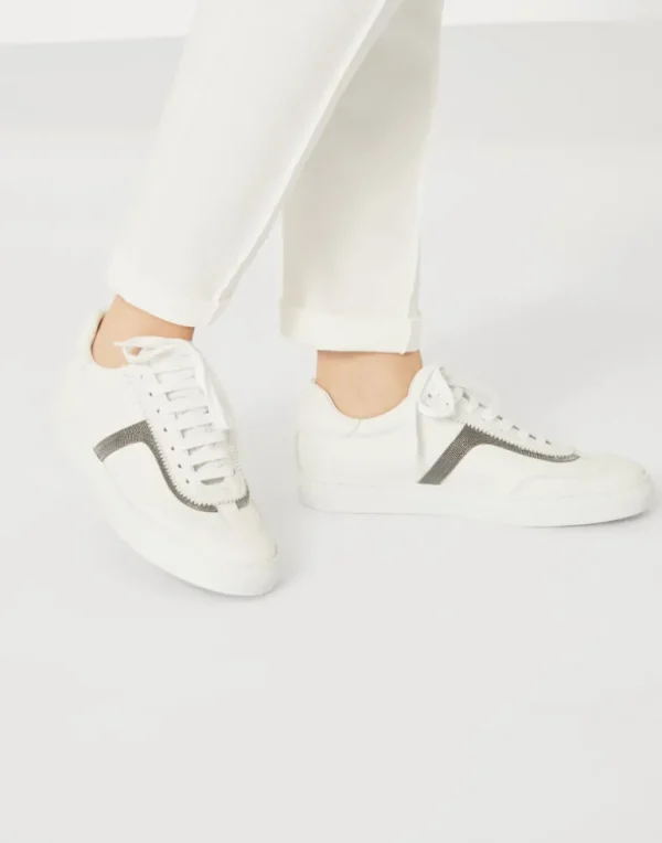 Calfskin sneakers with precious detail