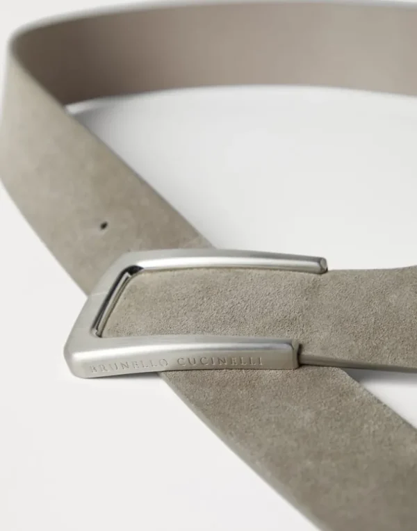 Calfskin suede belt