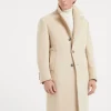 Camel double cloth coat with metal buttons