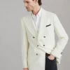 Carded wool, cashmere and silk diagonal deconstructed one-and-a-half breasted blazer with patch pockets and metal buttons