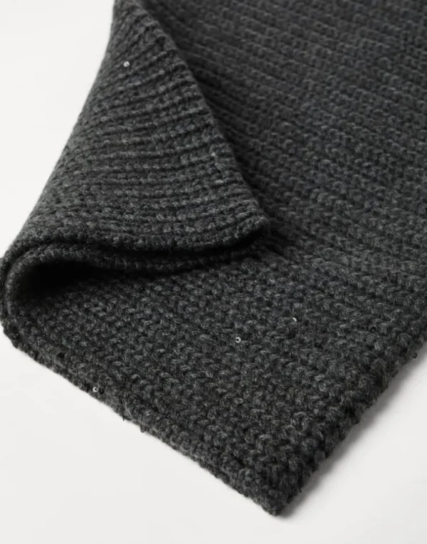 Cashmere and silk dazzling rib knit neck warmer