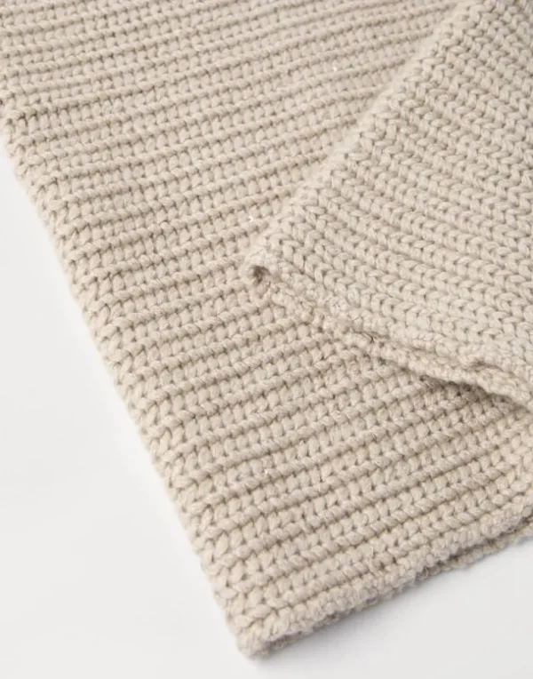 Cashmere and silk dazzling rib knit neck warmer