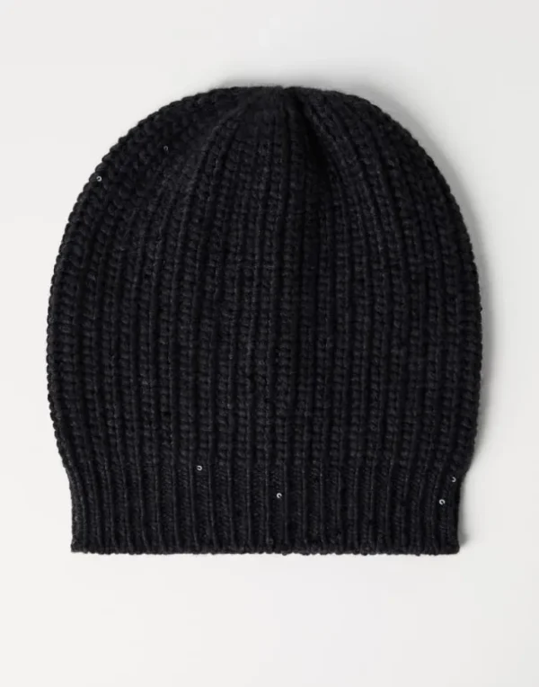 Cashmere and silk Diamond yarn knit beanie