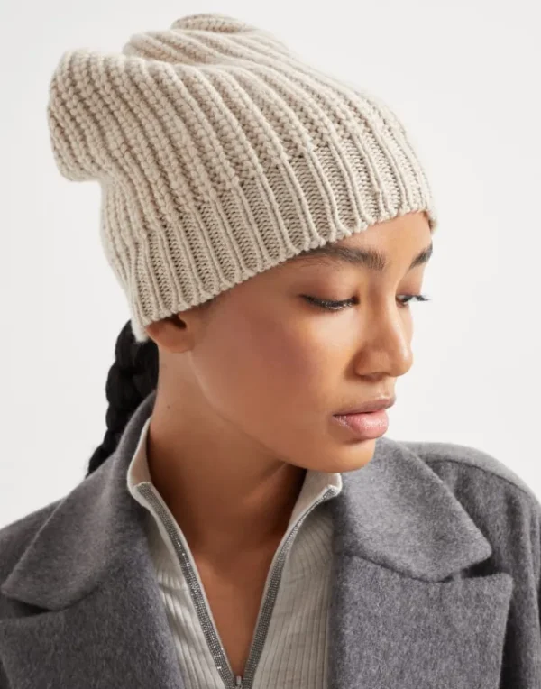 Cashmere and silk Diamond yarn knit beanie