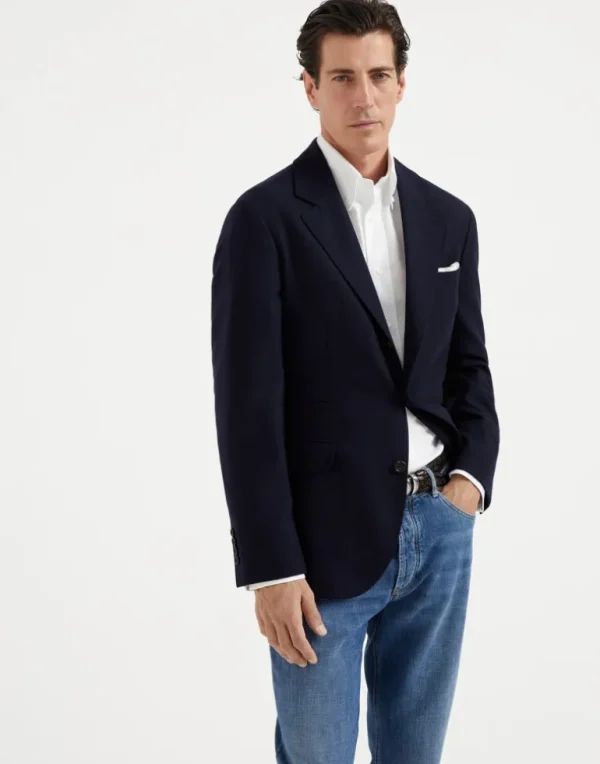 Cashmere and silk hopsack deconstructed blazer