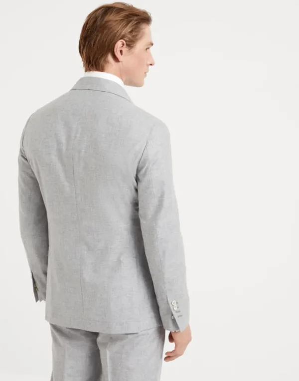 Cashmere and silk lightweight flannel one-and-a-half breasted deconstructed blazer with patch pockets