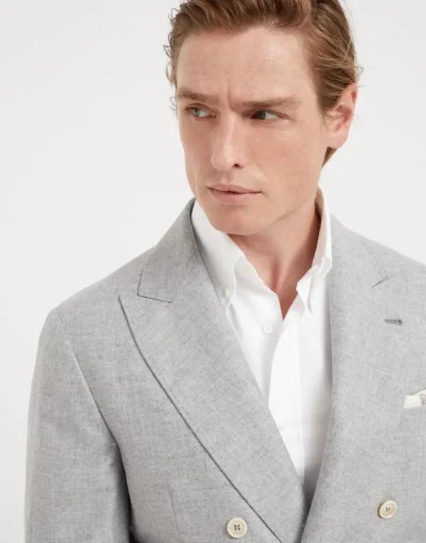 Cashmere and silk lightweight flannel one-and-a-half breasted deconstructed blazer with patch pockets