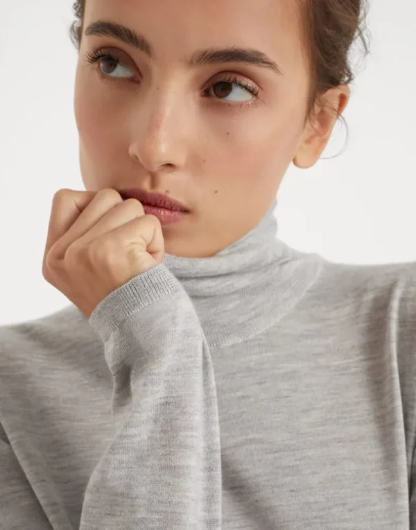 Cashmere and silk lightweight turtleneck sweater