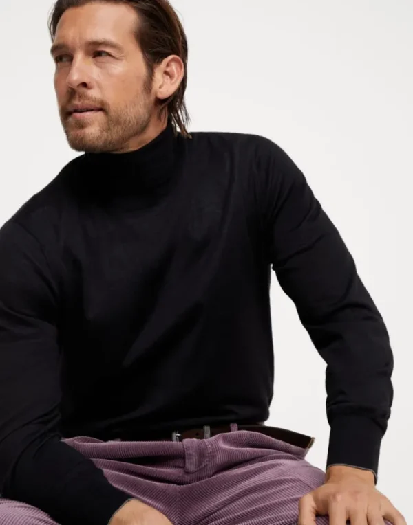 Cashmere and silk lightweight turtleneck sweater