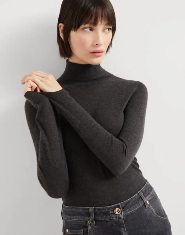 Cashmere and silk lightweight turtleneck sweater