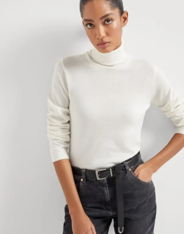 Cashmere and silk lightweight turtleneck sweater