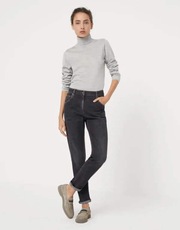 Cashmere and silk lightweight turtleneck sweater