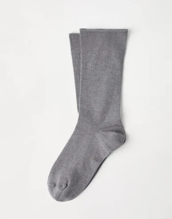 Cashmere and silk sparkling knit socks