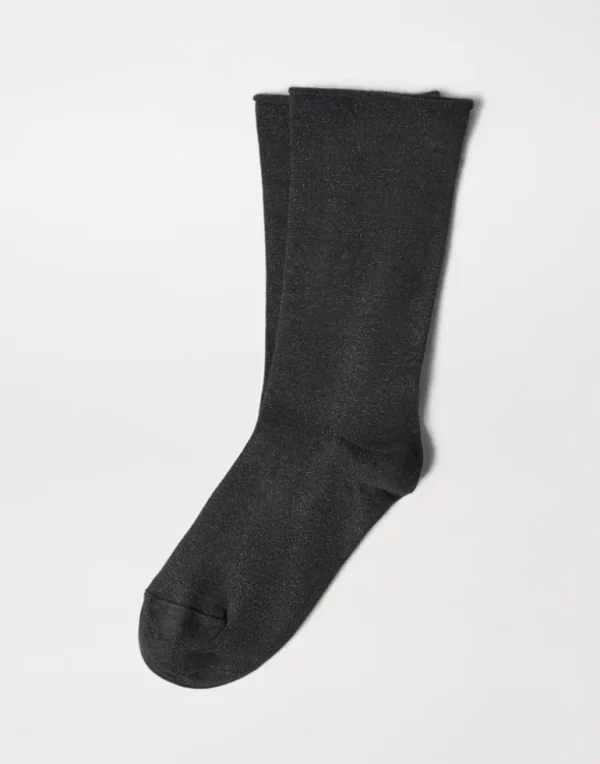 Cashmere and silk sparkling knit socks