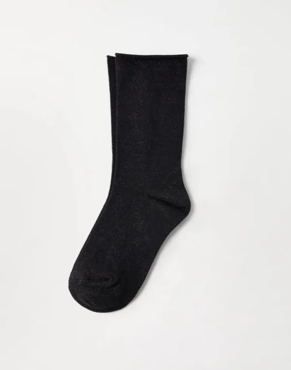 Cashmere and silk sparkling knit socks