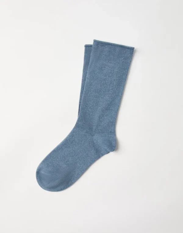 Cashmere and silk sparkling knit socks