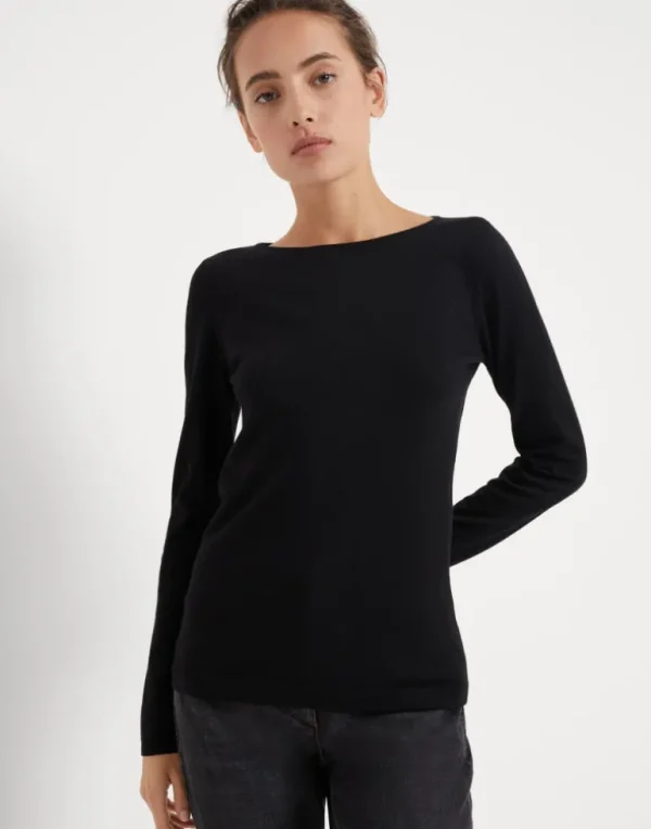 Cashmere and silk sparkling lightweight sweater