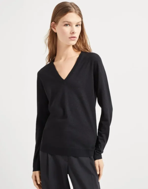 Cashmere and silk sparkling lightweight sweater