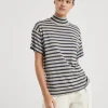 Cashmere and silk sparkling stripe turtleneck sweater