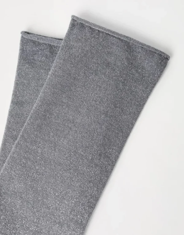 Cashmere and silk sparkling knit socks