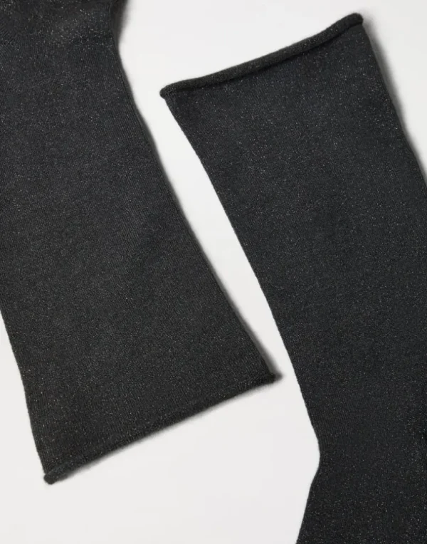 Cashmere and silk sparkling knit socks