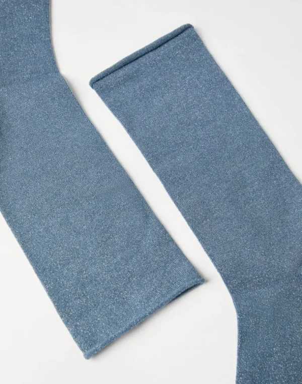 Cashmere and silk sparkling knit socks