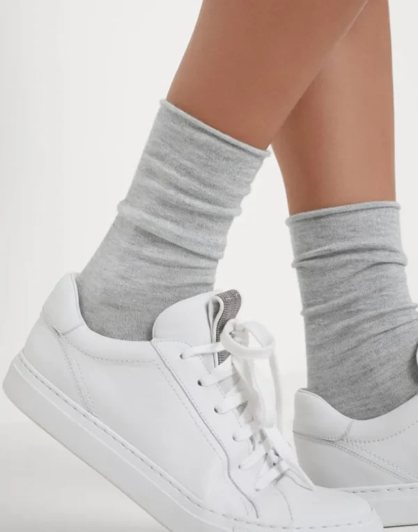 Cashmere and silk sparkling knit socks