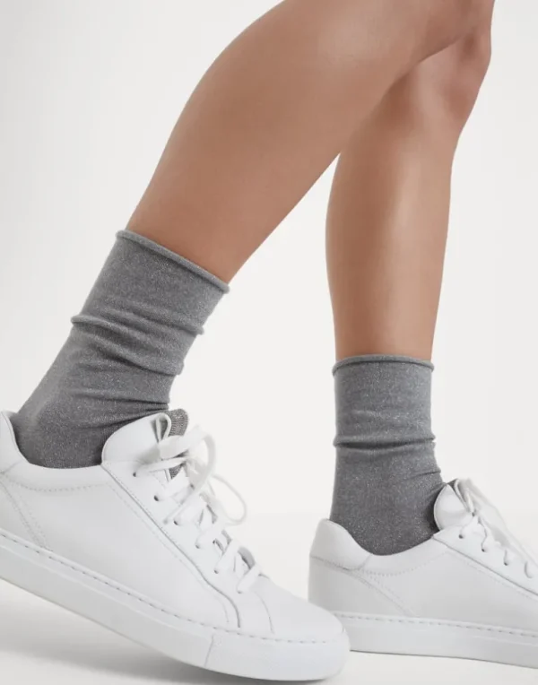 Cashmere and silk sparkling knit socks