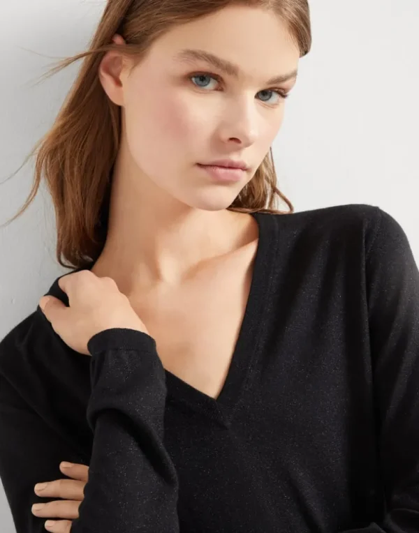 Cashmere and silk sparkling lightweight sweater