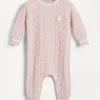 Cashmere cable knit Baby Bernie sleepsuit