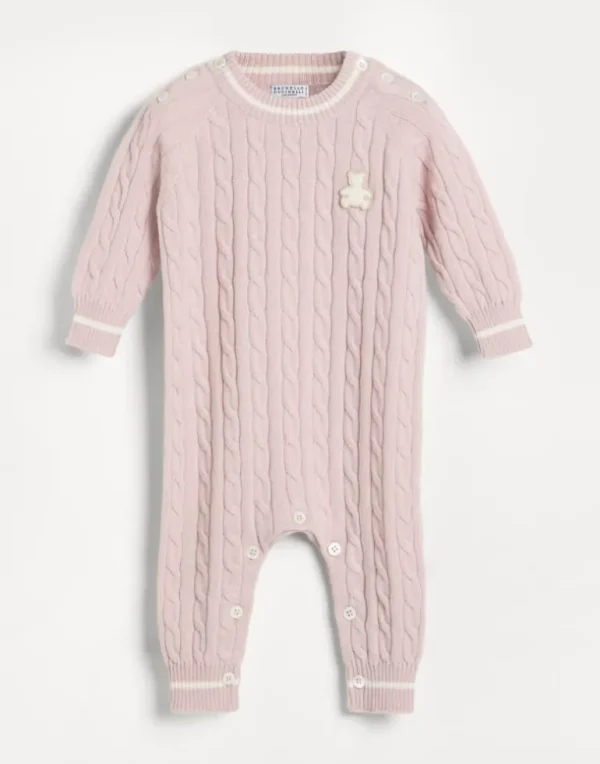 Cashmere cable knit Baby Bernie sleepsuit