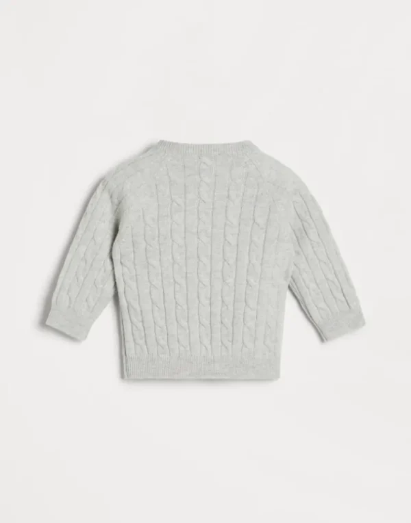 Cashmere cable knit Baby Bernie sweater with buttons