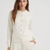 Cashmere cable knit cardigan with monili