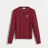 Cashmere cable knit cardigan with embroidered logo