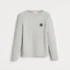 Cashmere cable knit sweater with patch