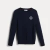 Cashmere cable knit sweater with patch