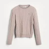 Cashmere cable knit sweater with embroidered logo