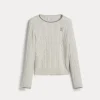 Cashmere cable knit sweater with embroidered logo