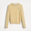 Cashmere cable knit sweater with embroidered logo