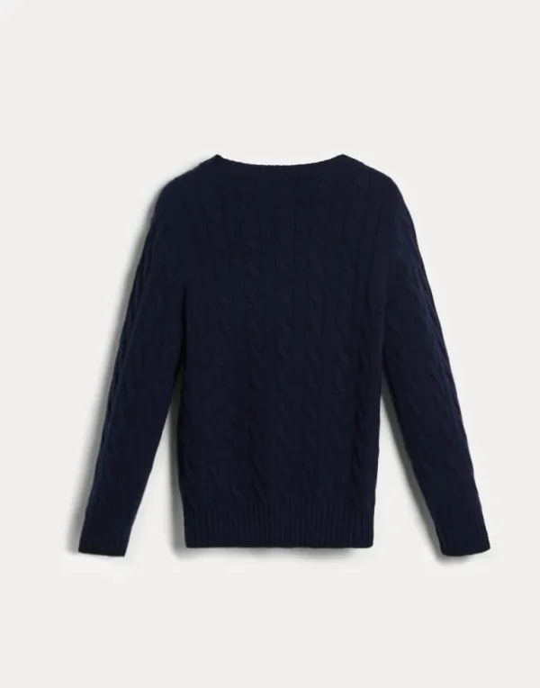 Cashmere cable knit sweater with patch