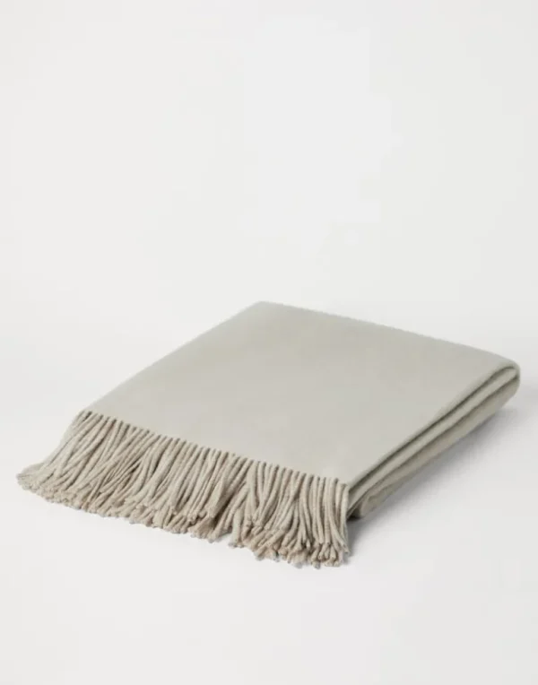 Cashmere double cloth throw with fringe