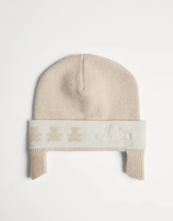 Cashmere double knit Baby Bernie beanie with ear flaps