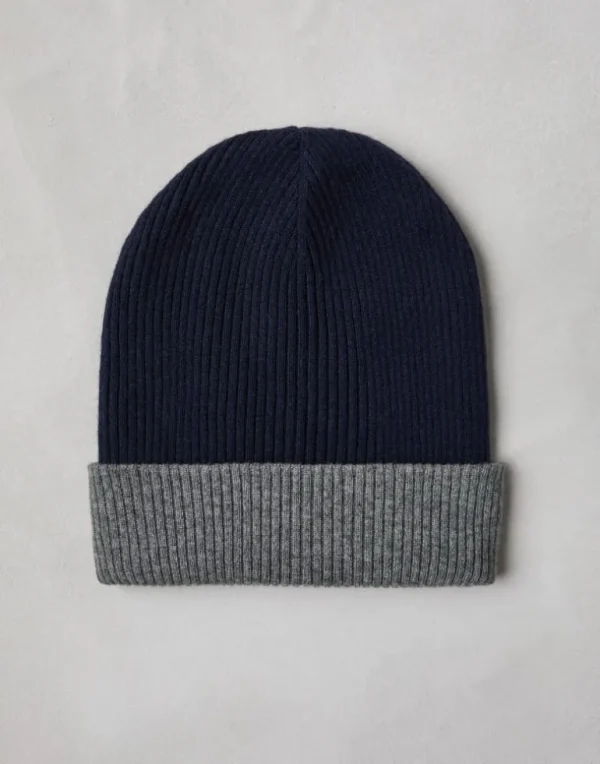 Cashmere double knit ribbed beanie