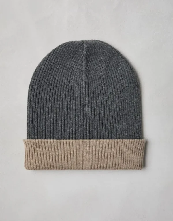 Cashmere double knit ribbed beanie