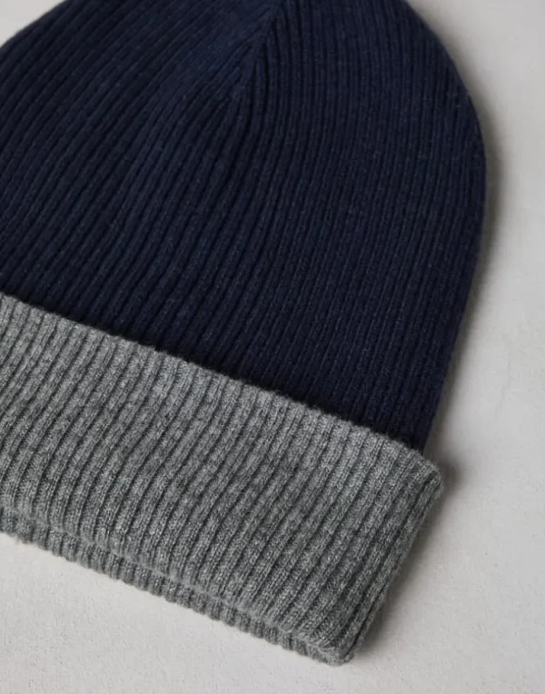 Cashmere double knit ribbed beanie