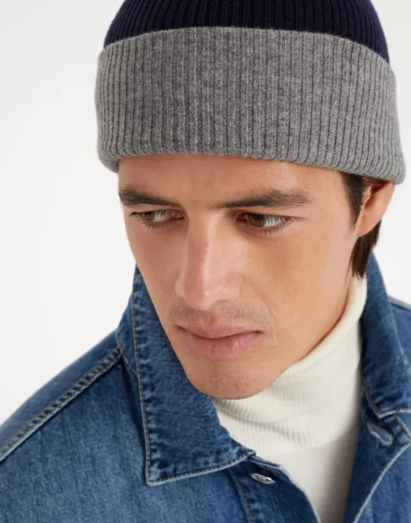 Cashmere double knit ribbed beanie