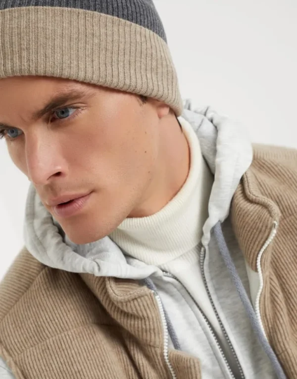 Cashmere double knit ribbed beanie