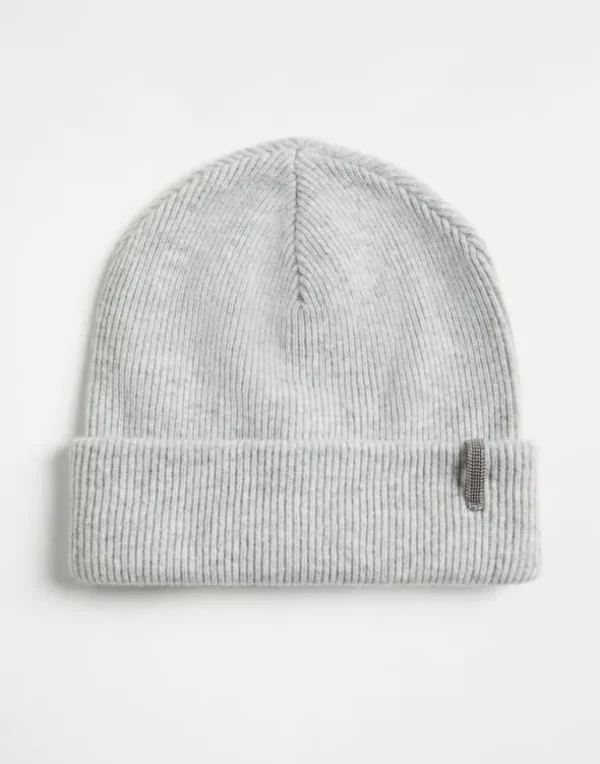 Cashmere English rib beanie with monili